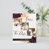 Marsala & Cream Floral Wedding Foto Save the Date (Staand voorkant)