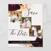 Marsala & Cream Floral Wedding Foto Save the Date (Voorkant)