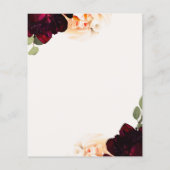Marsala & Crème Bloemen Bruiloft Foto Save the Dat (Achterkant)