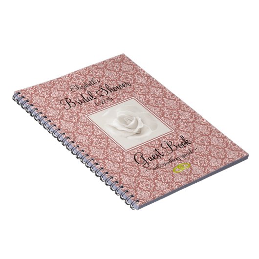 Marsala Damask en Roos Vrijgezellenfeest Guest Boo Notitieboek (Rechterzijde)