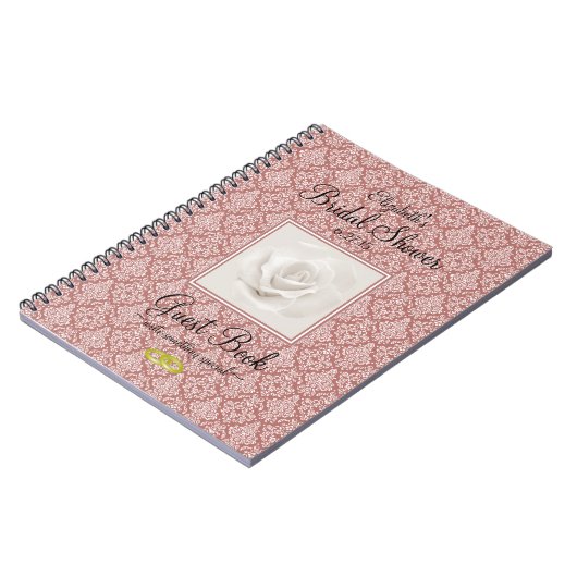 Marsala Damask en Roos Vrijgezellenfeest Guest Boo Notitieboek (Linkerzijde)