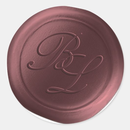 Marsala Dubbel Monogram Faux Wax Seal Stickers (Voorkant)