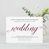 Marsala | Elegant script bruiloft uitnodiging (Staand voorkant)