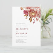Marsala Elegant Waterverf Floral Wedding Kaart (Staand voorkant)