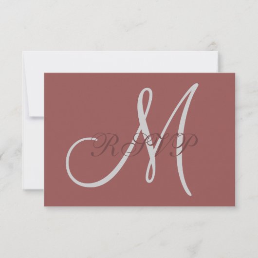 Marsala Elegant Wedding RSVP Card met Monogram (Voorkant)