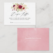 Marsala en Blush Bloemen Baby shower Luier Raffle Informatiekaartje (Voorkant / Achterkant)