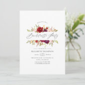 Marsala en Blush Bloemen Bachelorette Party Kaart (Staand voorkant)