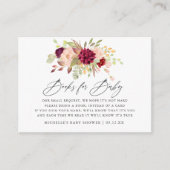 Marsala en Blush Floral Baby shower Book Request Informatiekaartje (Voorkant)