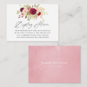 Marsala en Blush Floral Baby shower Display Shower Informatiekaartje (Voorkant / Achterkant)