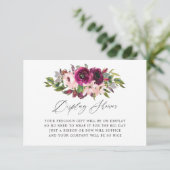Marsala en Blush Floral Bridal Display Shower Informatiekaartje (Staand voorkant)