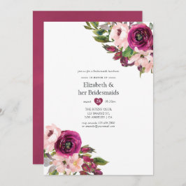 Marsala en Blush Floral Bridesmaids Luncheon Kaart