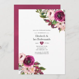 Marsala en Blush Floral Bridesmaids Luncheon Kaart
