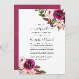Marsala en Blush Floral Online Virtual Wedding Kaart