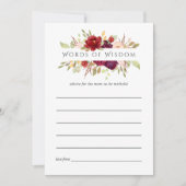 Marsala en Blush Floral Vrijgezellenfeest Advice Kaart (Voorkant)