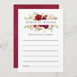 Marsala en Blush Floral Vrijgezellenfeest Advice Kaart