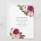 Marsala en Blush Floral Wedding Photo Save The Date (Voorkant)