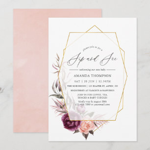 Marsala en Blush Geometrische Sip en See-feest Kaart