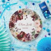 Marsala en Blush Pink Floral Vrijgezellenfeest Papieren Bordje (Feest)