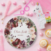 Marsala en Blush Pink Floral Vrijgezellenfeest Papieren Bordje (Feest)