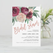 Marsala en Bord Roze Bloemen Vrijgezellenfeest Kaart (Staand voorkant)