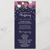 Marsala en Bourgogne Floral over het marineverbind Programmakaart (Voorkant)