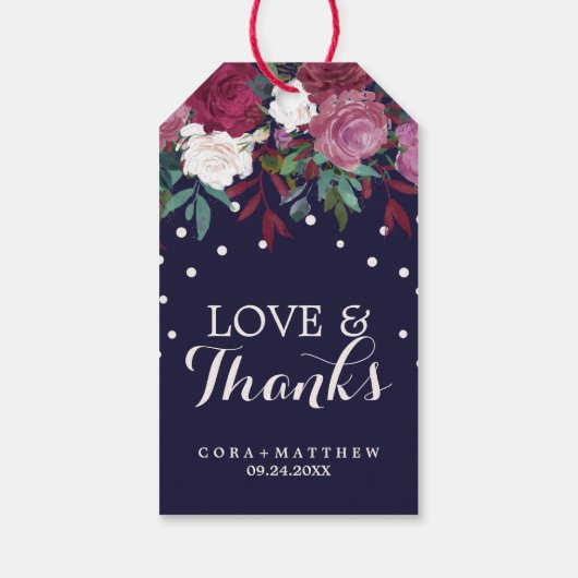 Marsala en Bourgogne op marinelastie en Bedankt br Cadeaulabel (Achterkant)