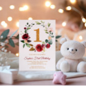 Marsala en Burgundy Wreath First Birthday Kaart