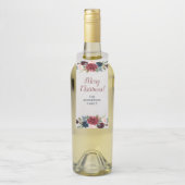 Marsala en Floral-Merry-kerstwijn Flessenhanger (Op fles)