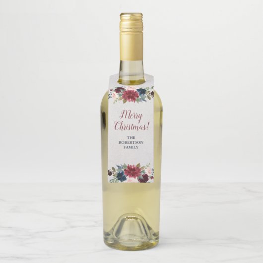 Marsala en Floral-Merry-kerstwijn Flessenhanger (Op fles)