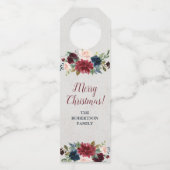 Marsala en Floral-Merry-kerstwijn Flessenhanger (Voorkant)