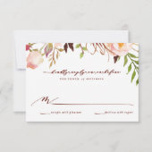Marsala en Gold Boho Garden Wedding Reply Kaart (Voorkant)