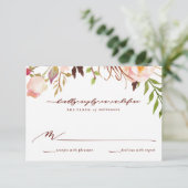 Marsala en Gold Boho Garden Wedding Reply Kaart (Staand voorkant)