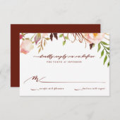 Marsala en Gold Boho Garden Wedding Reply Kaart (Voorkant / Achterkant)