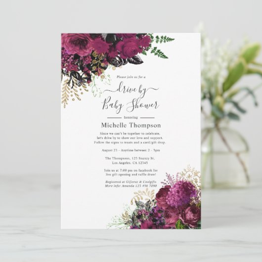 Marsala en Gold Drive by Shower Kaart (Staand voorkant)