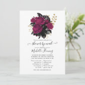 Marsala en Gold Floral Shower per Mail Kaart (Staand voorkant)