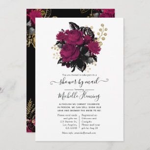 Marsala en Gold Floral Shower per Mail Kaart