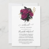 Marsala en Gold Floral Virtual Wedding Kaart (Voorkant)