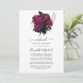 Marsala en Gold Floral Virtual Wedding Kaart (Staand voorkant)