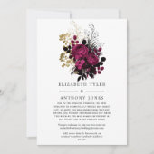Marsala en Gold Floral Wedding Guest List Aankondiging (Voorkant)