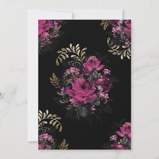 Marsala en Gold Floral Wedding Guest List Aankondiging (Achterkant)