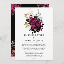 Marsala en Gold Floral Wedding Guest List Aankondiging