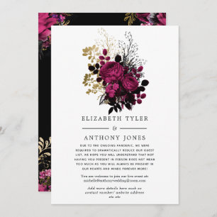 Marsala en Gold Floral Wedding Guest List Aankondiging
