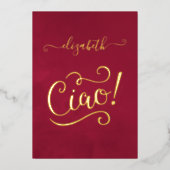 Marsala en Gold Italy Vrijgezellenfeest Folie Uitnodiging (Voorkant)