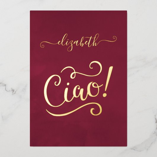 Marsala en Gold Italy Vrijgezellenfeest Folie Uitnodiging (Voorkant)