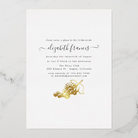 Marsala en Gold Italy Vrijgezellenfeest Folie Uitnodiging (Achterkant)