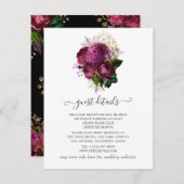 Marsala en Goud Bloemen Bruiloft Gast Details Informatiekaartje (Voorkant / Achterkant)