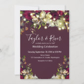 Marsala en Ivory Waterverf Rozen Wedding Kaart (Voorkant)