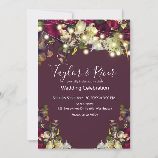 Marsala en Ivory Waterverf Rozen Wedding Kaart (Voorkant)