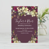 Marsala en Ivory Waterverf Rozen Wedding Kaart (Staand voorkant)