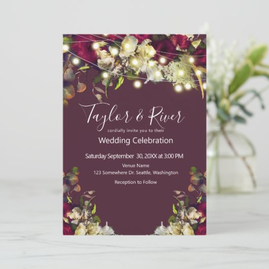 Marsala en Ivory Waterverf Rozen Wedding Kaart (Staand voorkant)